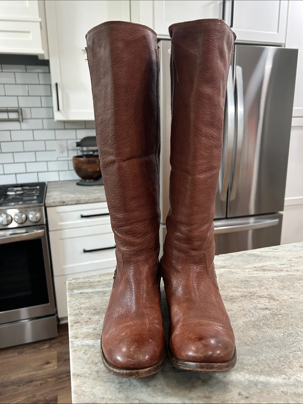 Frye Molly Gore Tall Riding Boot Brown Leather 9B
